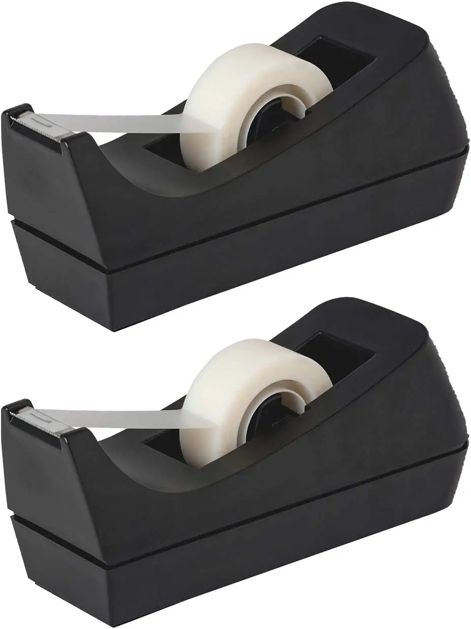 Desktop Tape Dispenser - Non-Skid Base - Weighted Tape Roll Dispenser - Perfect for Office Home School (Tape not Included) - (2-