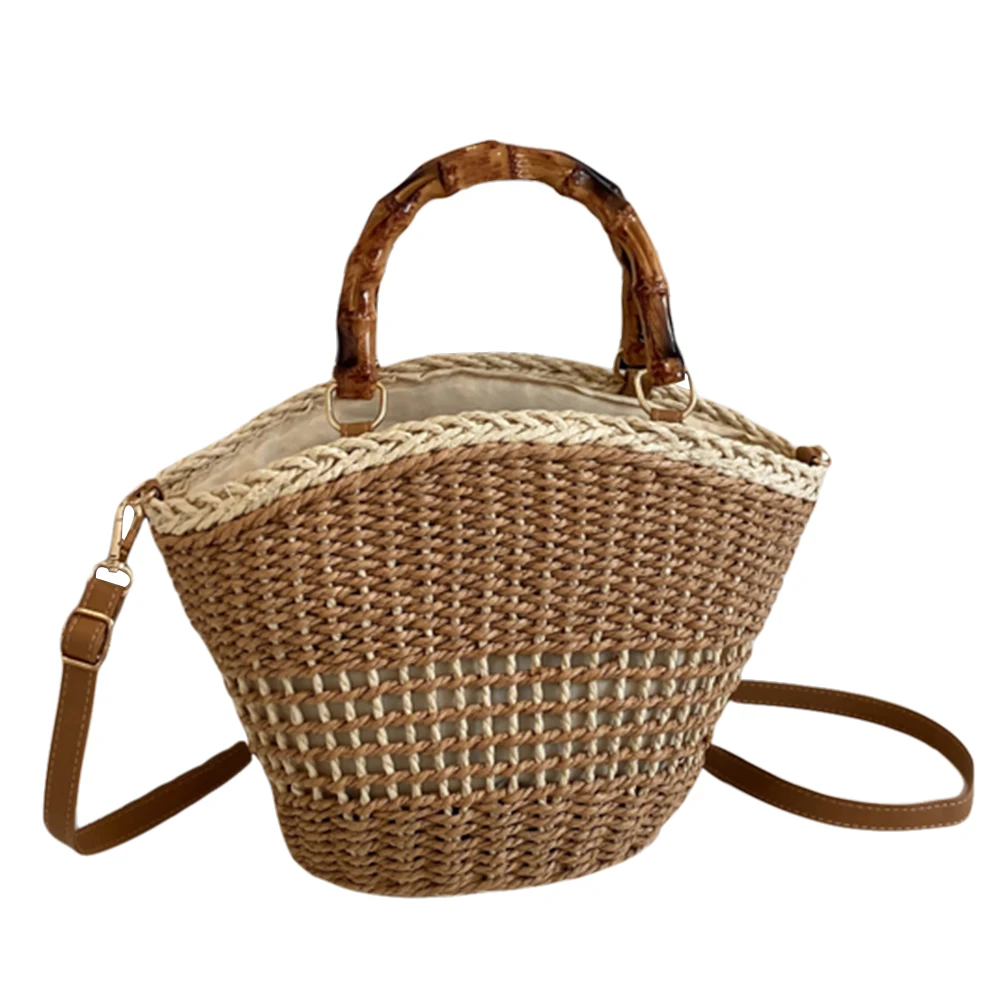 Women Straw Hobo Bag Zipper Woven Shoulder Bag Summer Beach Bag Clutch Purse for Travel Vacation Shopping