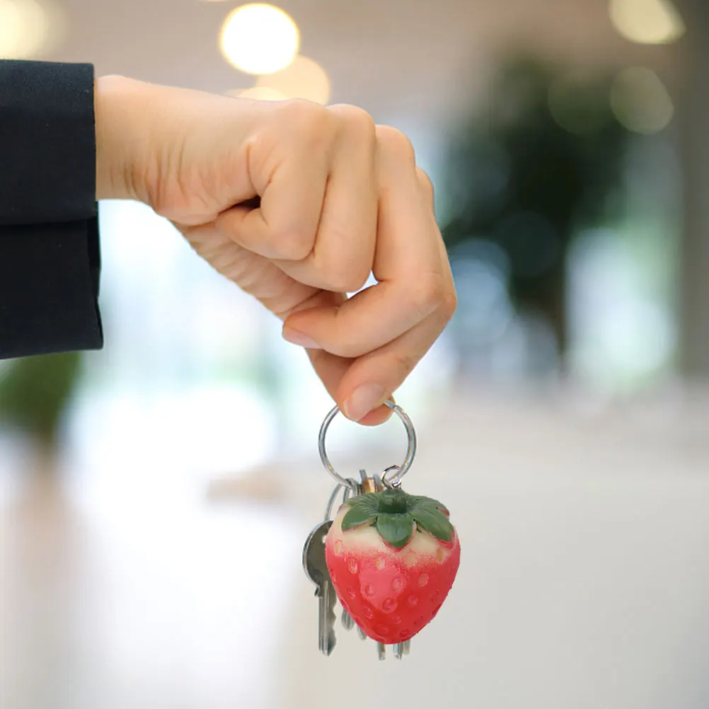 

10 Pcs Strawberry Keychain Accessories Simulation 3D Pendant Manual Fruit Charms Handmade Craft Accessory Mini Child