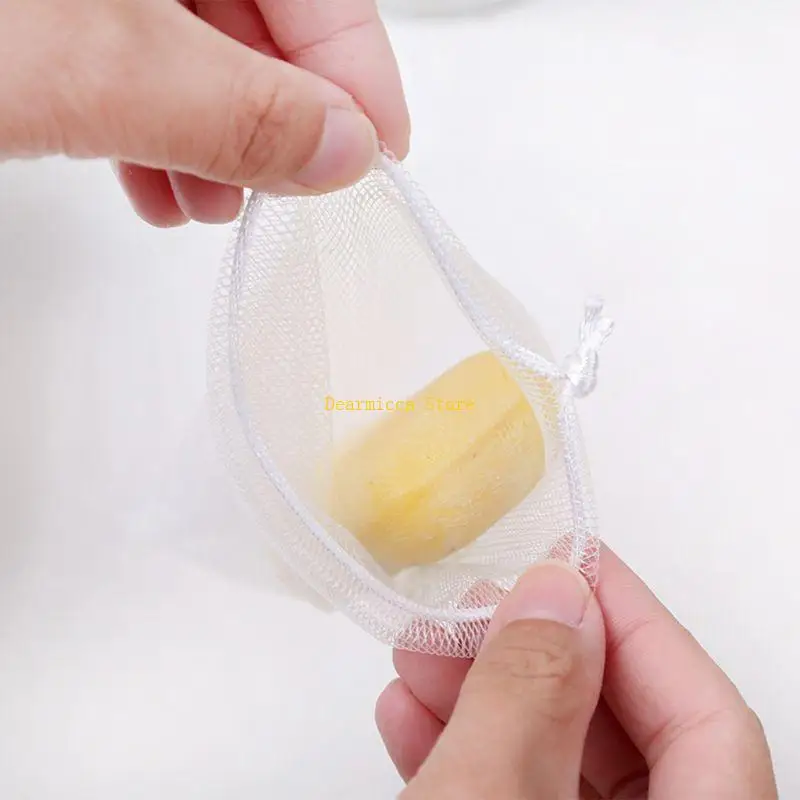 

P0UE 50Pcs Double Layer Exfoliating Mesh Soap Saver Bubble Foam Net Handmade Soap Mesh Bag Body for Facial Cleaning Too