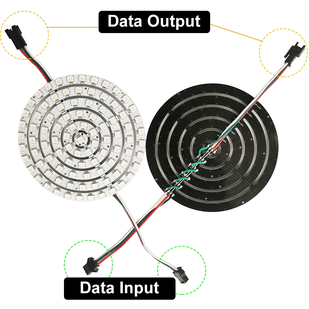 DC5V WS2812B LED Ring Individul AddressabIe 3Pin WS2812 IC BuiIt-in 5050 RGB DIY Round ModuIe 8 to 241 Pixels White Black PCB