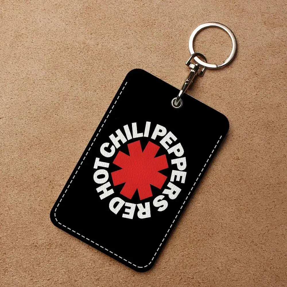 شعبية روك باند R-Red Hot C-Chili P-Peppers Style PU حامل بطاقة الوصول مع سلسلة المفاتيح - الحماية التنفيذية لبطاقة البنك #4