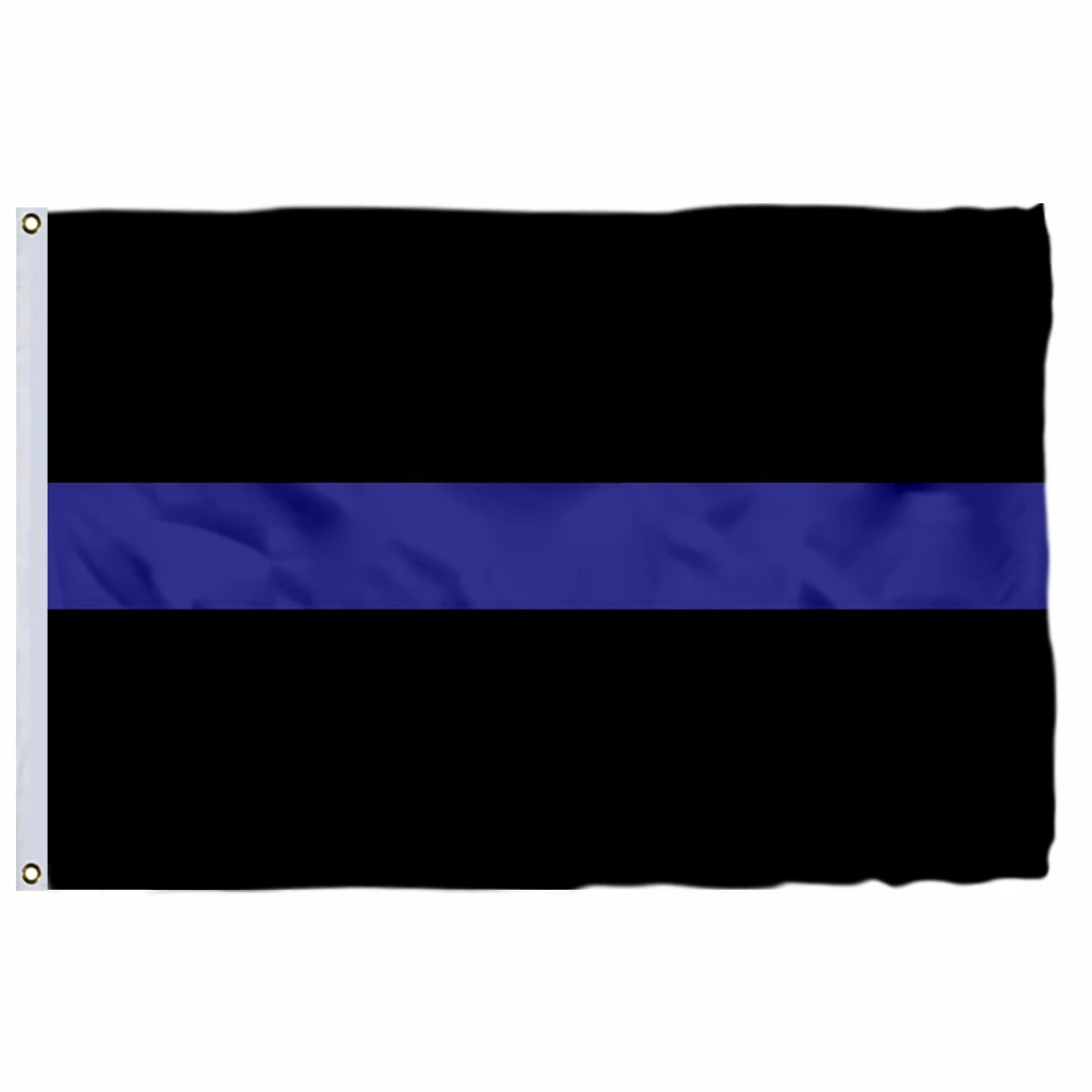 Thin Blue Line Flag for Police, Law Enforcement Officer, LEO Lives Matter, Support 3x5ft Banner, 90x150cm, 3x5ft