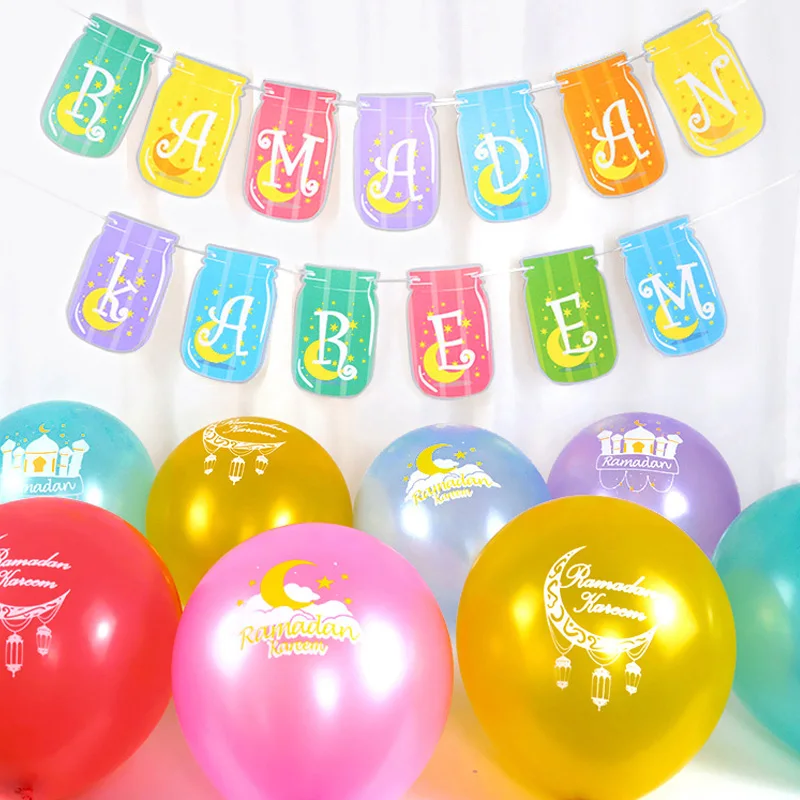 

Eid Al-Fitr Mubarak Banner Latex Balloons Ramadan Kareem Decoration Ramadan Mubarak Muslim Islamic Festival Eid Party Supplies