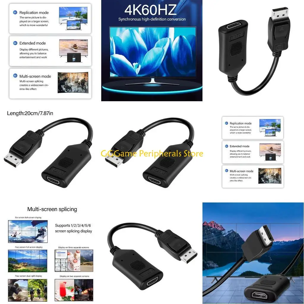 

U55B Travel DP to HDTV Port Dongle 60Hz Active Video Converter Adapter Cable Line for Desktop Laptops