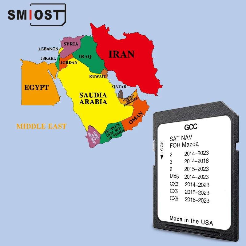 2024 Update Maps GCC/Gulf Area\Middle East Version for Mazda 2/3/6/MX5/CX5/CX9 Connect1 Navi SD Card GPS Navigation Map system