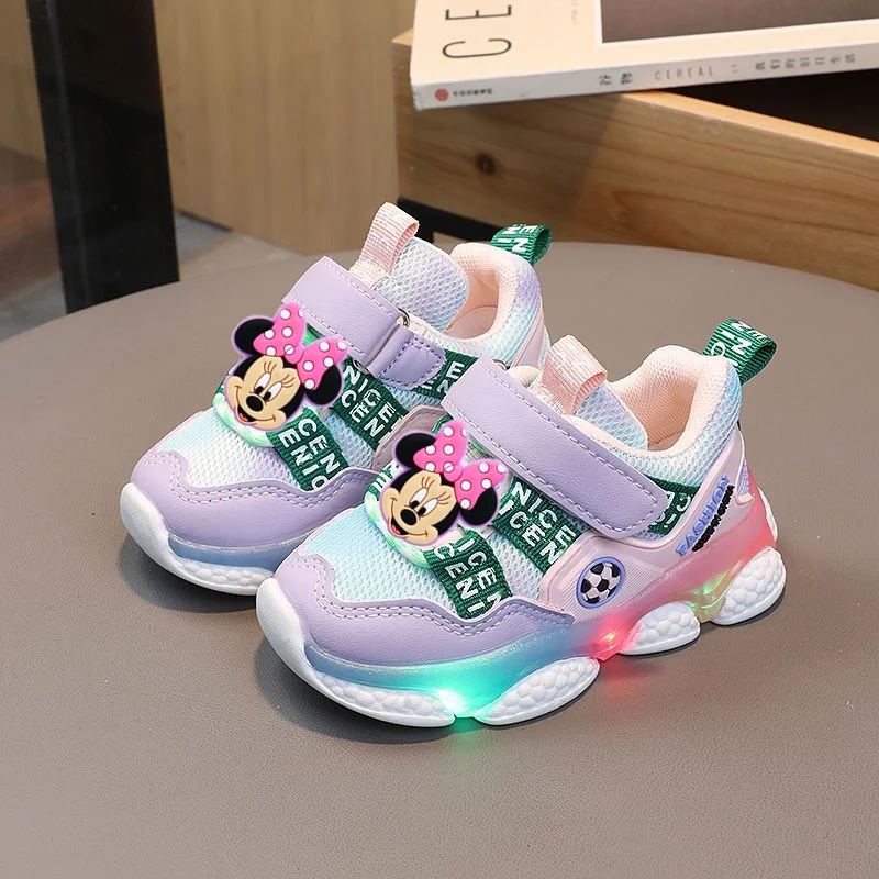 

Disney Mickey Mouse Lighted kids Sneakers Aged 1-6 Boy Breathable Casual Shoes Non-slip Soft Sole Baby girl cute Toddler Shoes