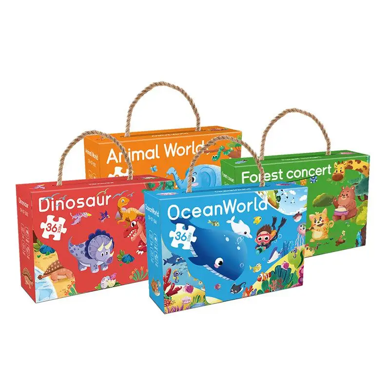 36 pezzi di giocattoli puzzle dinosauri per bambini, regali per l'educazione della prima infanzia, giocattoli puzzle per bambini