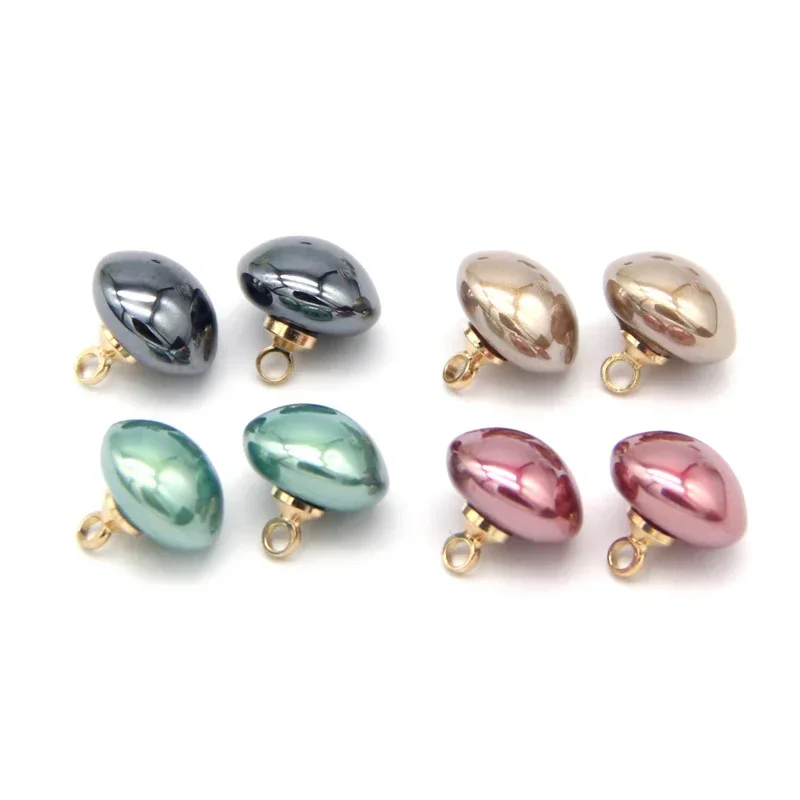 10pcs Color Glaze Oval Shank Meta Pearl Buttons For Clothing Women Shirt Dress Wedding Decorations Sewing Accessories Wholesale