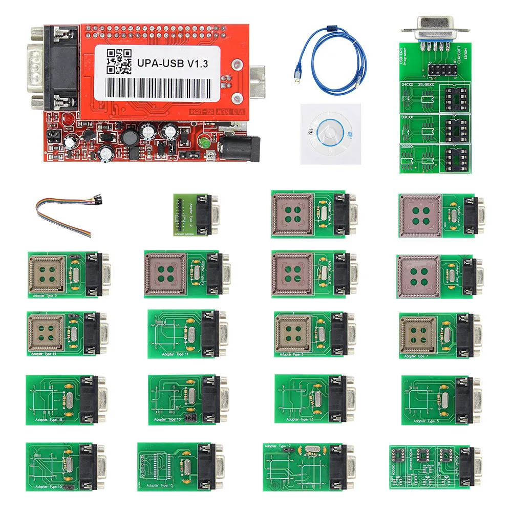해외 오리지널 UPA USB 프로그래머 V1.3, 전체 어댑터 포함, 메인 유닛 UPA-USB 1.3, ECU 칩 튜닝 및 OBD2 도구, 전문가용