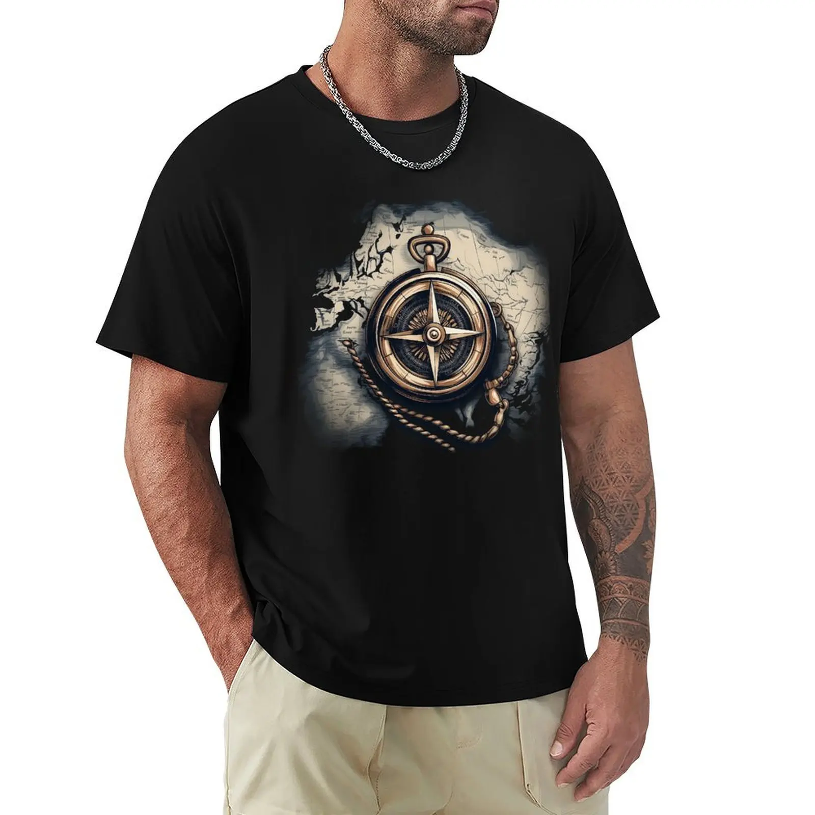 

Old Nautical Knot Compass Map 2 T-Shirt summer 2025 customs design your own summer clothes for a boy t shirt for men