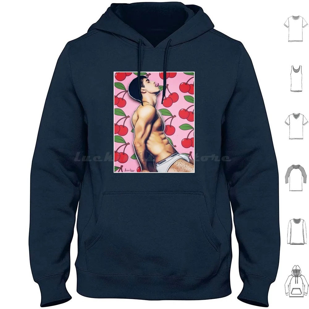 Cherry Bomb Hoodies Long Sleeve Cherries Cherry Tongue Out Underwear Twink Twink Queer Abs Muscle