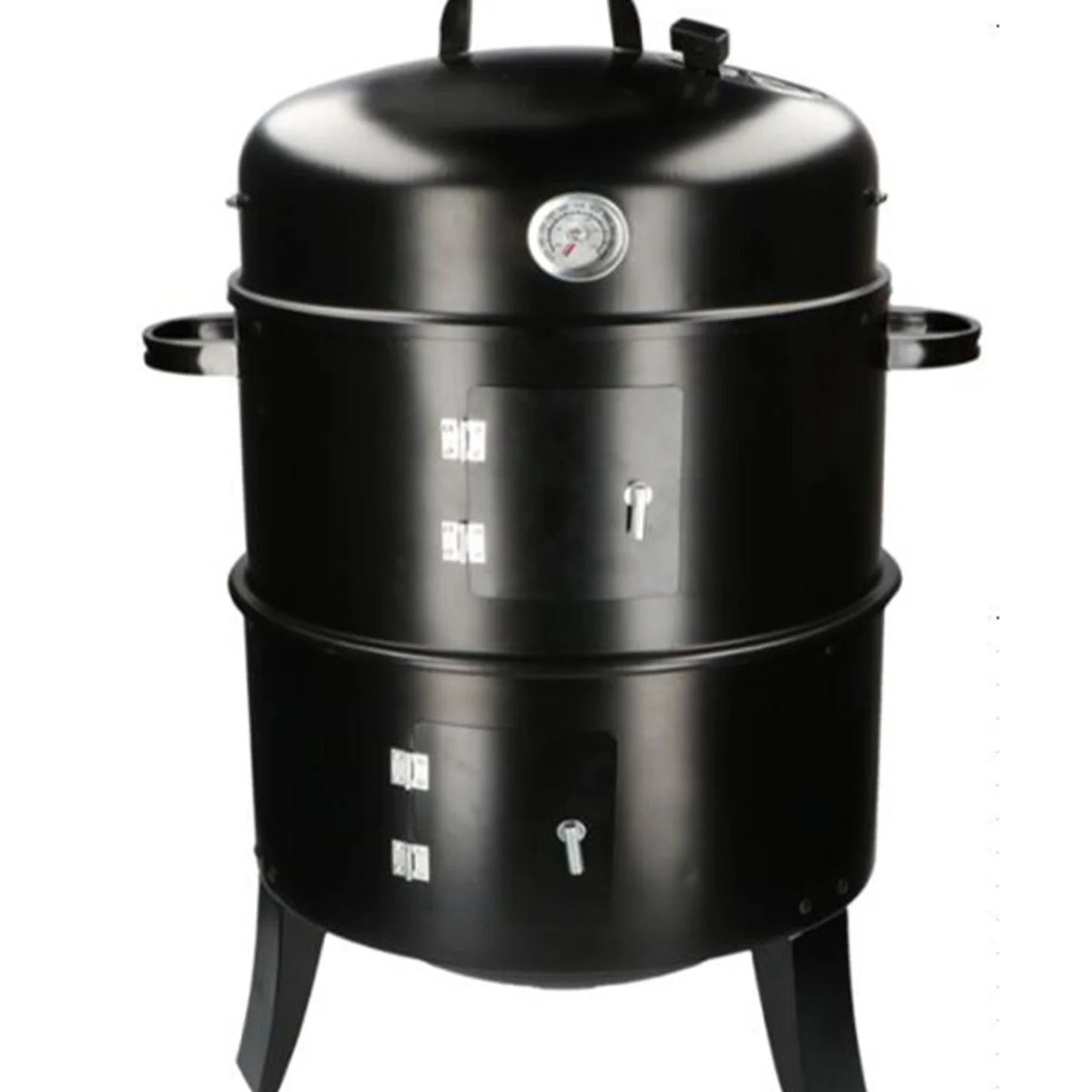 Professional 3-Tier Thickened Iron Smokehouse BBQ Grill Detachable Smoker Outdoor Camping Backyard Charcoal/Gas Compatible