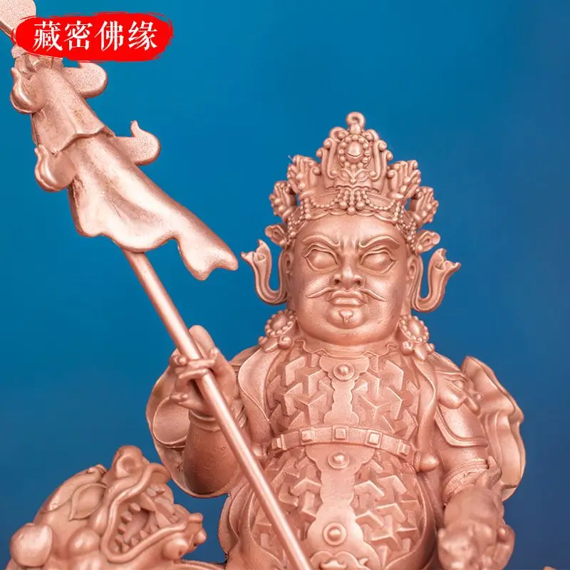 Tibet carries a 3-inch 10cm tantra small Buddha statue Tibetan car copper treasure Tianwang lucky bronze statue ornament