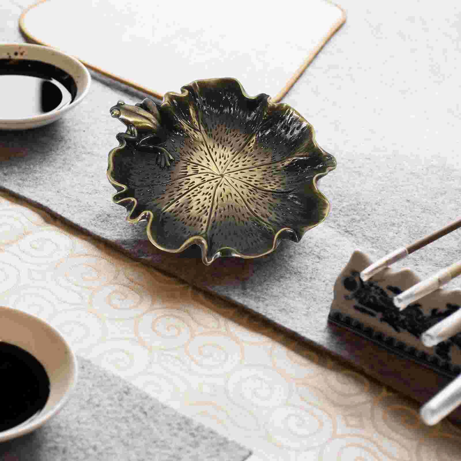 Multifunction Inkstone Ornament Decor Painting Brush Rest Copper Chinese Calligraphy Holder Plate