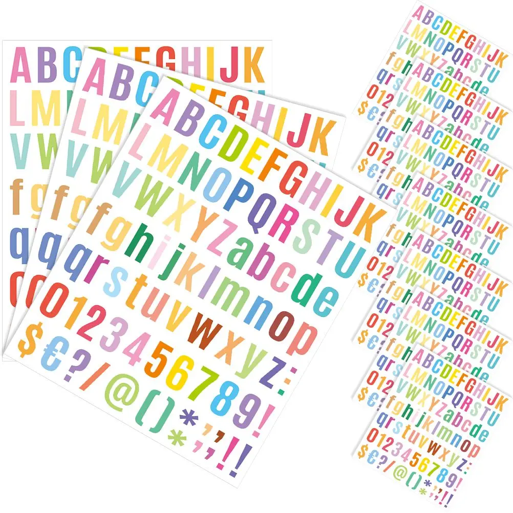 

10 листов красочные буквенно-цифровые наклейки с буквами, водонепроницаемые принадлежности для самостоятельного изготовления, этикетки с номерами для скрапбукинга, декор для папок