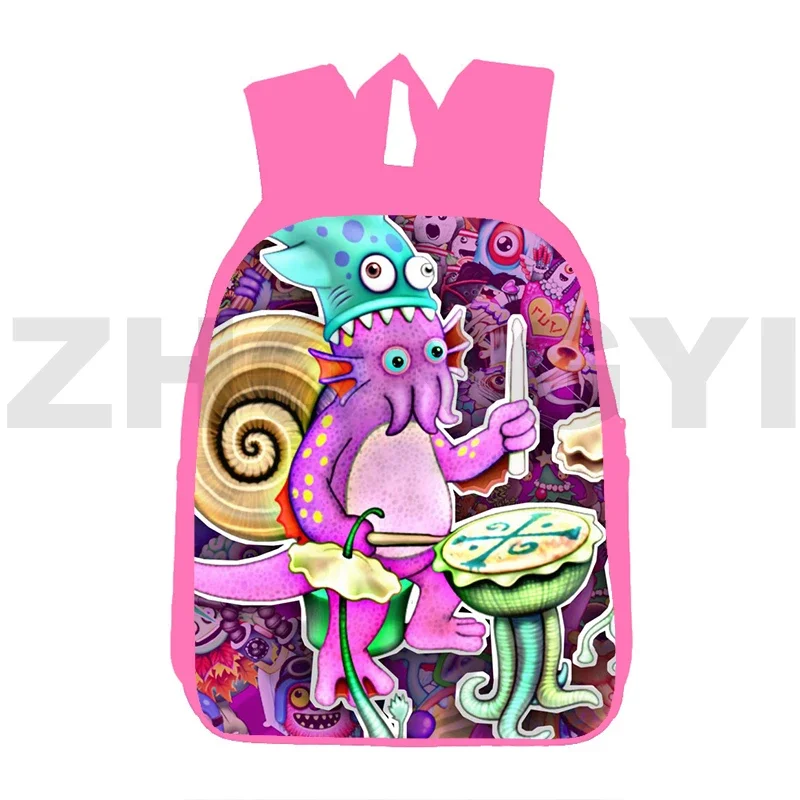 Kawaii Pink My Singing Monsters Schoolbags for Girls 3D Print Anime Backpacks for Teenager Students Fashion Women Laptop Bookbag