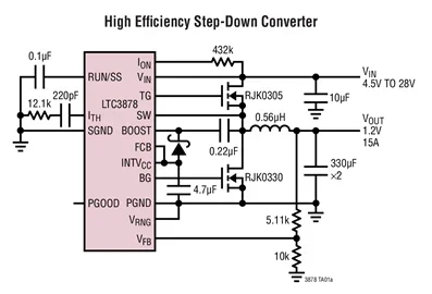 LTC3878 LTC3878EGN LTC3878IGN - Fast, Wide Operating Range No RSENSE Step-Down DC/DC Controller