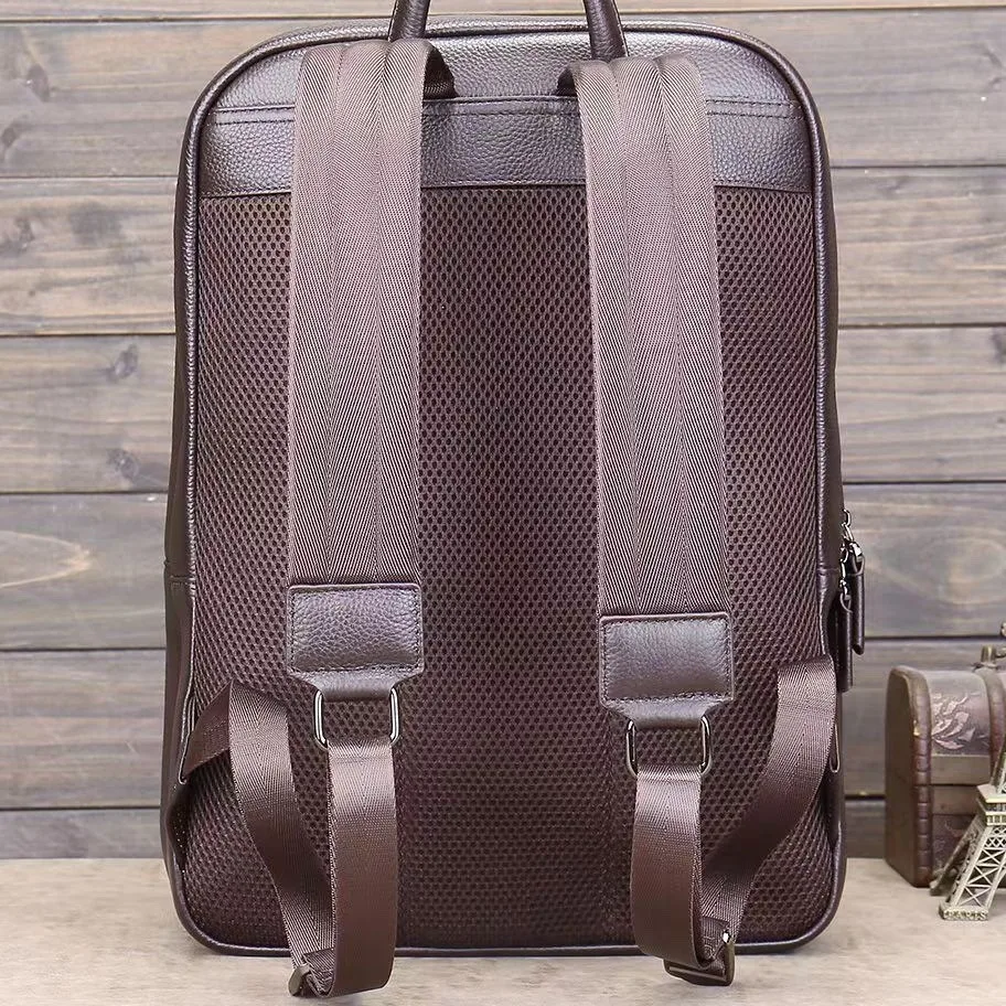 جديد رجال الأعمال على ظهره الطبقة الأولى جلد البقر حقيبة رجالية جلد طبيعي حقيبة مدرسية كبيرة 15.6 بوصة محمول حقيبة السفر #6