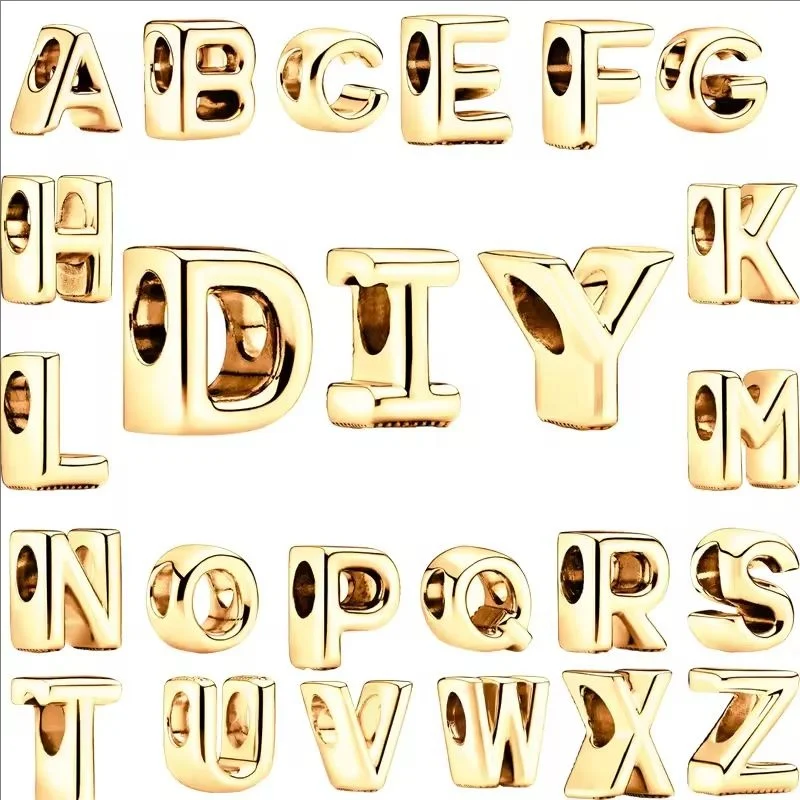 Vendita calda AZ Alfabeto Perline con ciondoli Bracciale in argento sterling 925 Creazione di gioielli fai da te per le donne Ragazza Regalo di moda Compleanno Natale