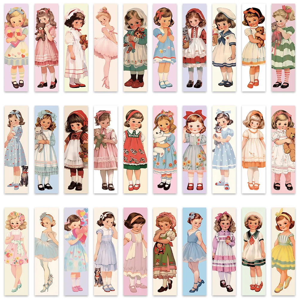 30pcs Aesthetic Retro Little Girls Paper Bookmarks DIY Students Readers Page Markers Library Office Page Marking