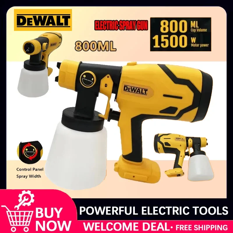 

New Dewalt Cordless Electric 800ML Spray Gun Paint Sprayer High Power Auto Furniture Coating Airbrush For Dewalt Battery Tool