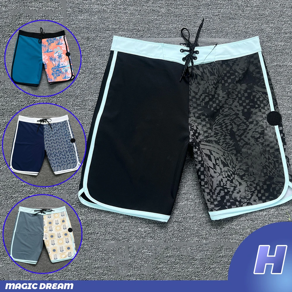 Nova moda clássica marca praia shorts fantasma bermuda shorts à prova dwaterproof água secagem rápida roupa de banho casual mergulho surf boardshorts