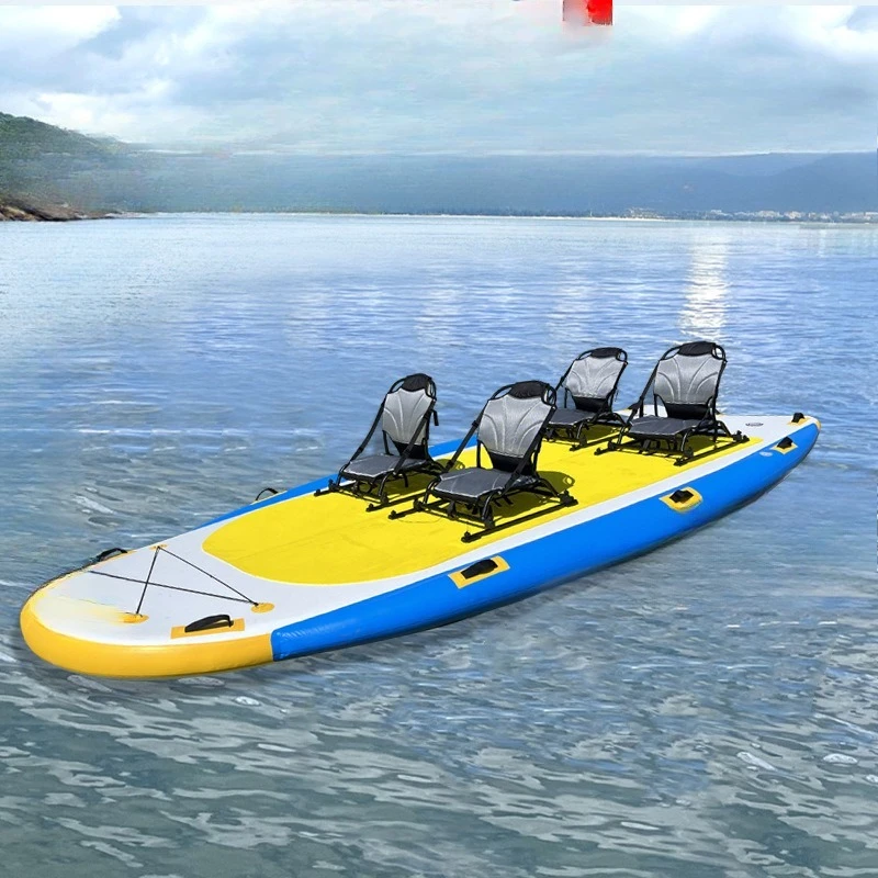 PVC inflatable water floating board, four-person surfboard with seat, multi-person sightseeing lake paddle board