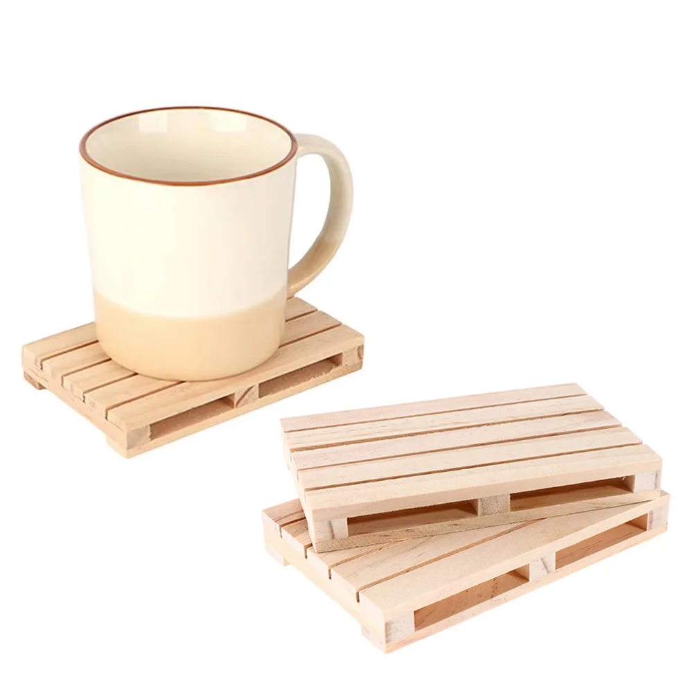 Pallet Coaster Food Mat Natural Wood Whiskey Cocktail Drinks Pallet Desktop Ornament Placemats Table Decoration