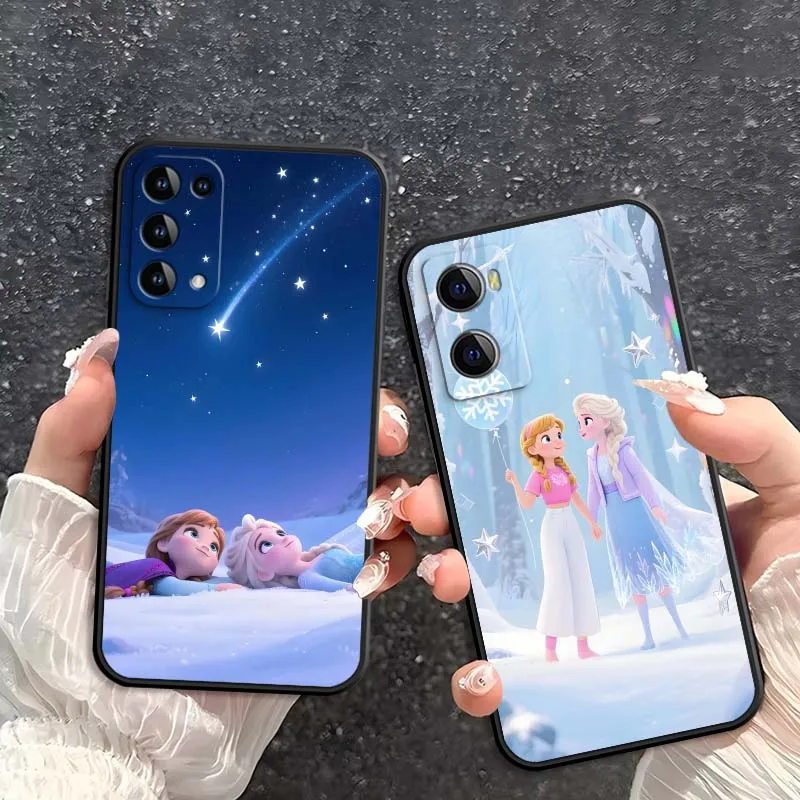 

Fashion Cute Frozen Creative For OPPO Reno 7 A96 A40 A58 5 6 Realme GT A74 A78 Neo2 A74 A78 Find X5 X3 X7 X8 Black Phone Case