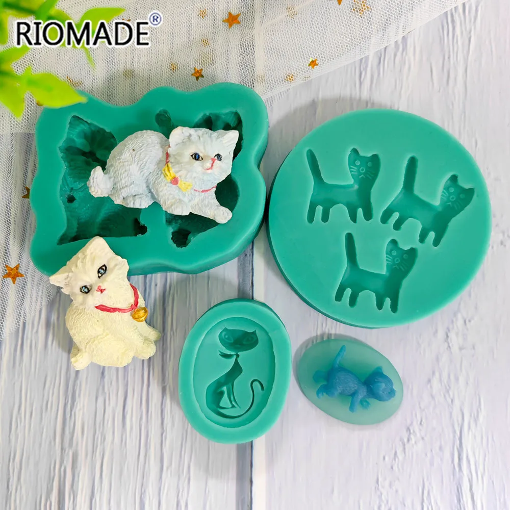 Cat Silicone Mold Cute Kitten Styles Baking Fondant Cake Decorating Tools Chocolate Sugar Cupcake DIY Kitchen Baking Mould