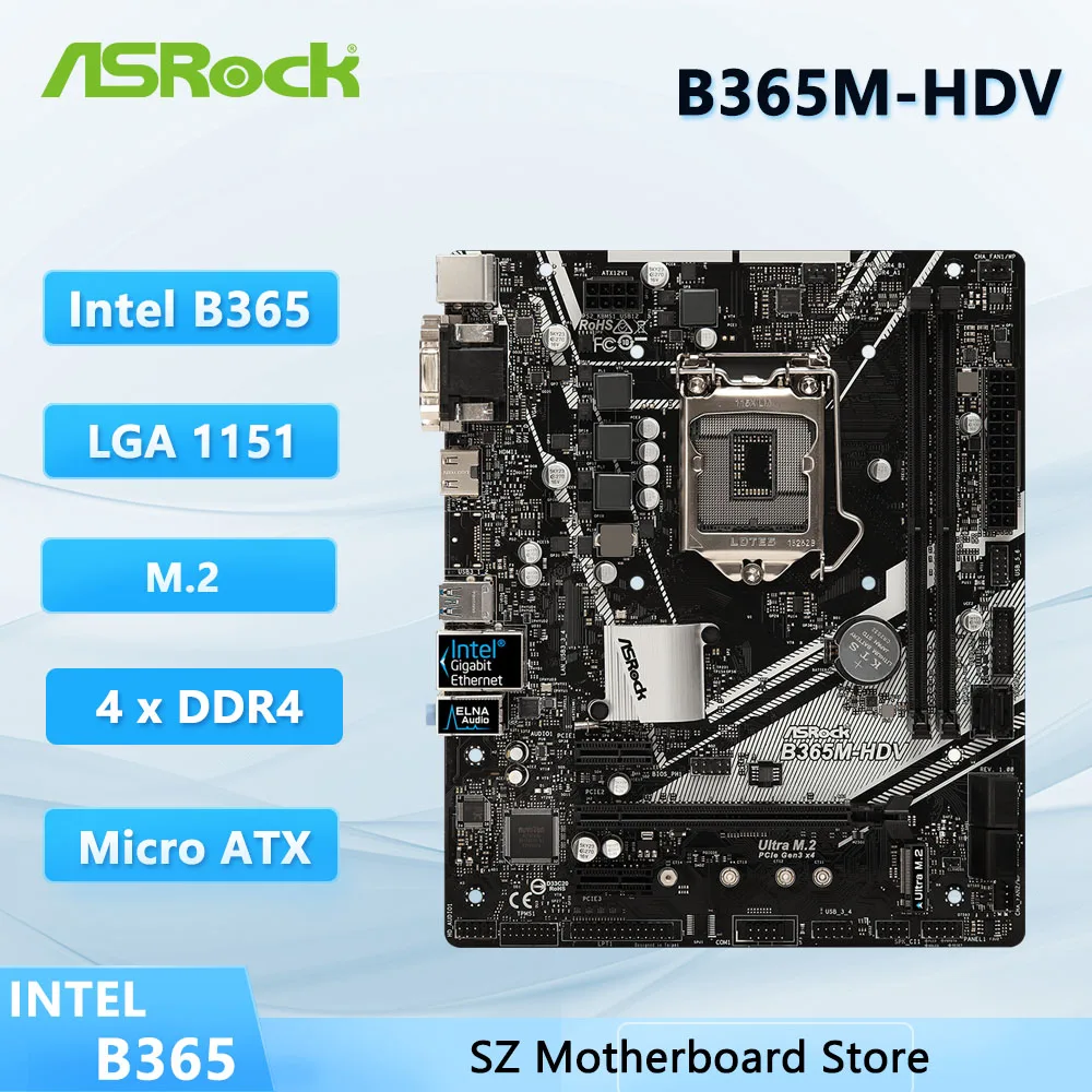 Intel Cpu Core I9 - Papan Induk ASROCK B365M-HDV LGA1151 Intel