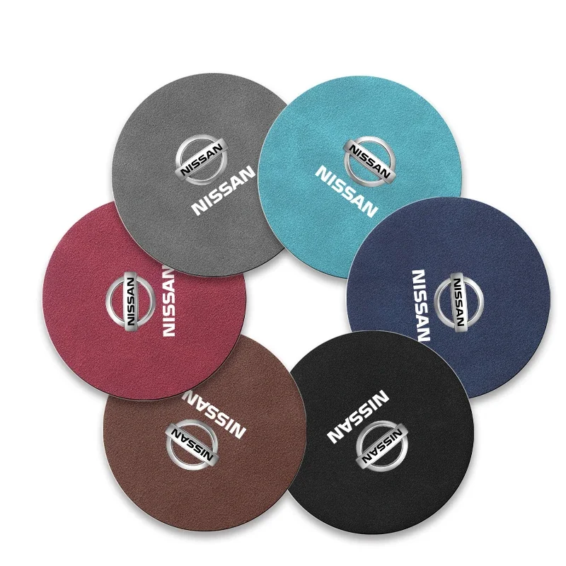 Car Leather Water Coaster Non-Slip Mat Car Bottle Holder Insert Pad For Nissan GTR X-trail Tiida Qashqai J10 J11 Leaf Kicks view 2