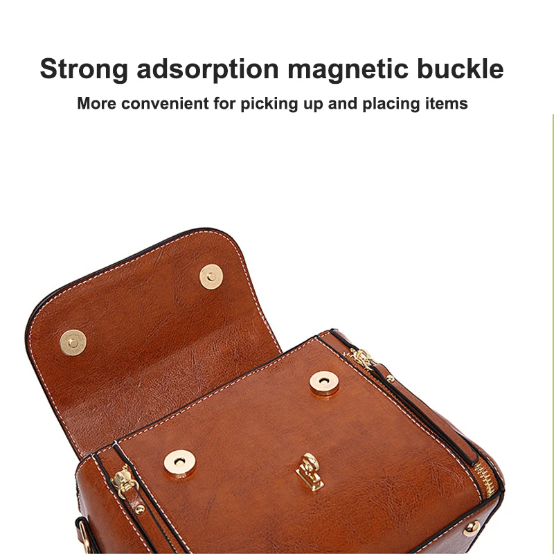 Women\'s Messenger Shoulder Bag 2025 New Retro Style Women Handbags Oil Wax PU Leather European American Luxury Totes Bags DL0029