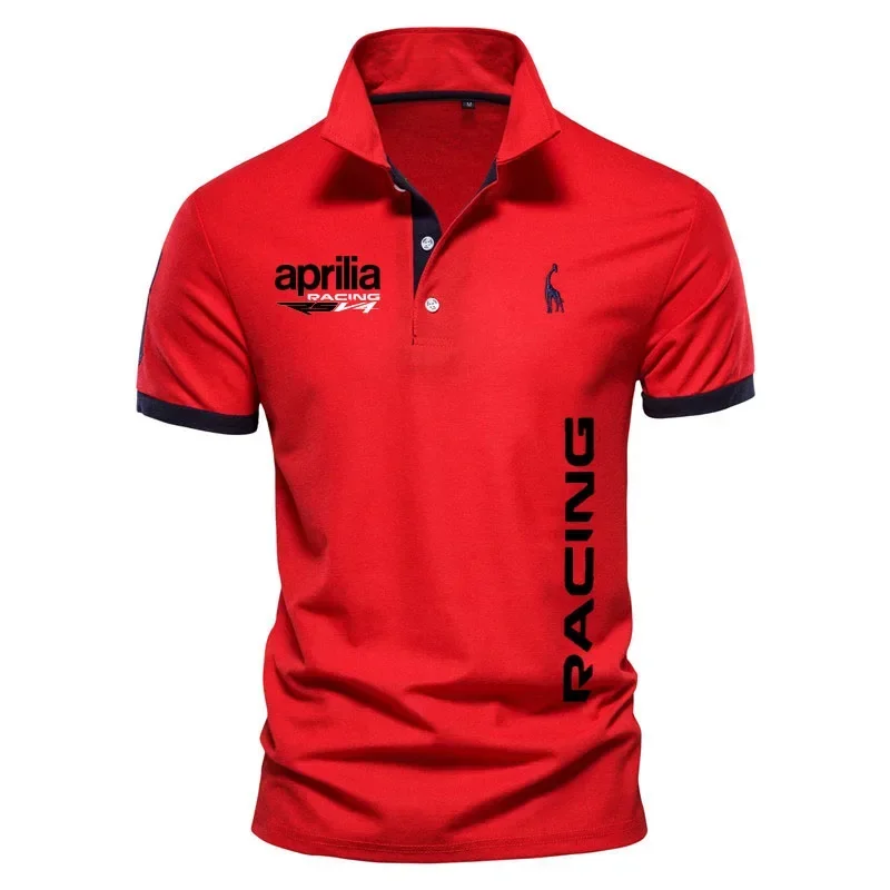 100% cotton Men\'s POLO shirt Summer new Aprilia Racing RSV4 Print Men\'s shirt matching color luxury High Quality golf shirt