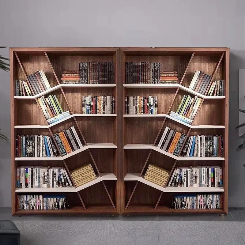 Italian light luxury solid wood bookcase combination simple study designer style multi-layer bookshelf bookcase storage