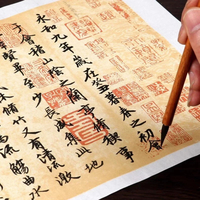 Vintage Half Raw Xuan Paper Painting Drawing Paper Rice Paper Scroll Chinese Style Running Script Training Calligraphy Paper