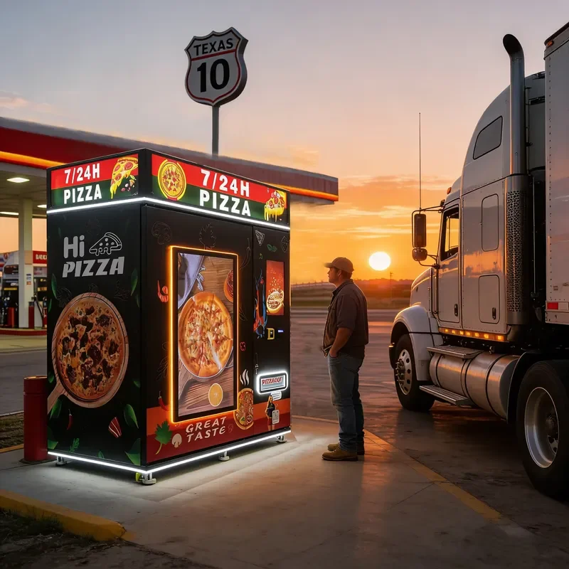 24 Hour Pizza Vending Machine with SDK Credit Card QR Code and Coin Payment Touchscreen for Business Use