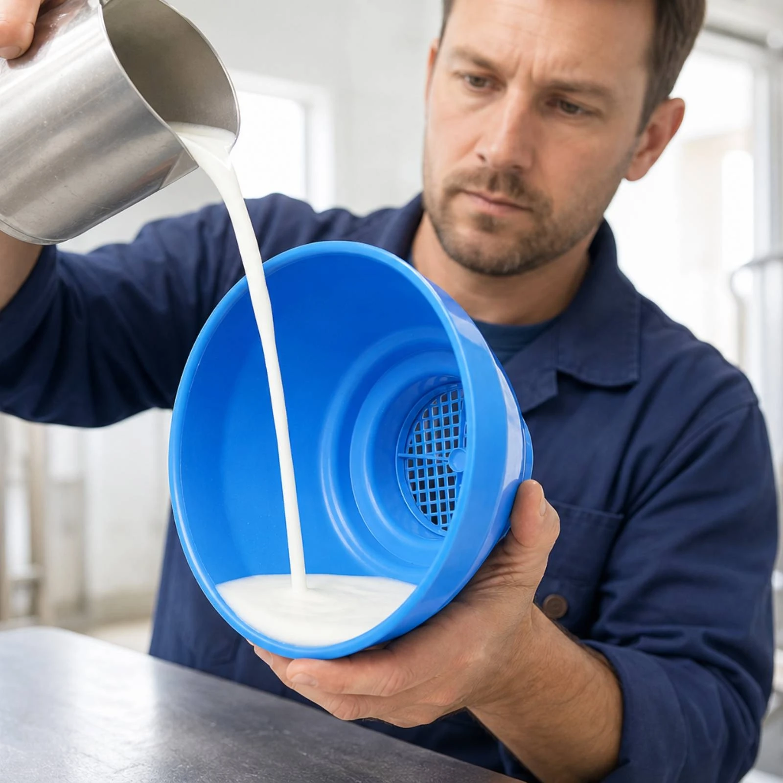 Milk Filter with Strainer Insert Sturdy Plastic Milk Strainer Easy-to-Rinse Large for Dairy Producers, Milking Parlors
