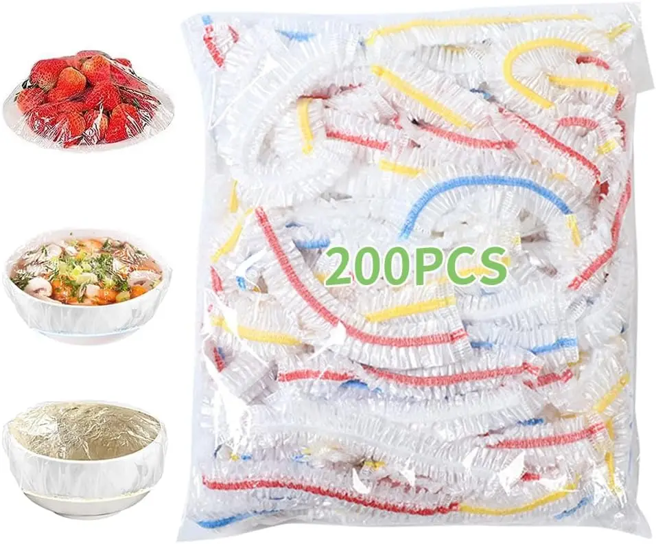 

Bowl Covers, 200 PCS PE Food Grade Food Covers, Elastic Bowl Covers for Bread Proofing, Reusable Plate Dish Cover, Stretchable F