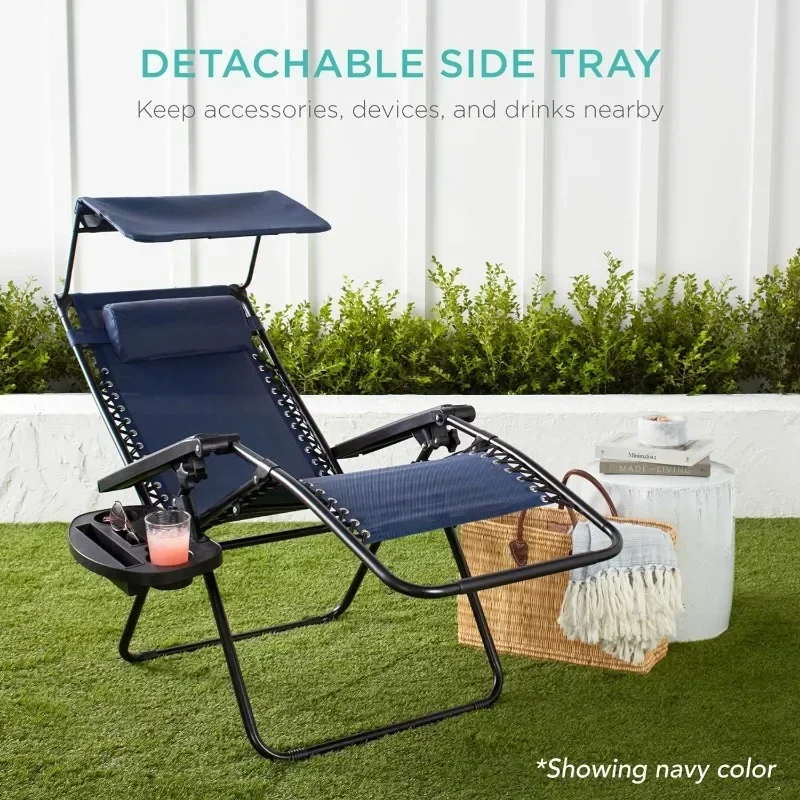 

tt Best Choice Products Folding Gravity Outdoor Recliner Lounge Chair /Adjustable Shade, Headrest