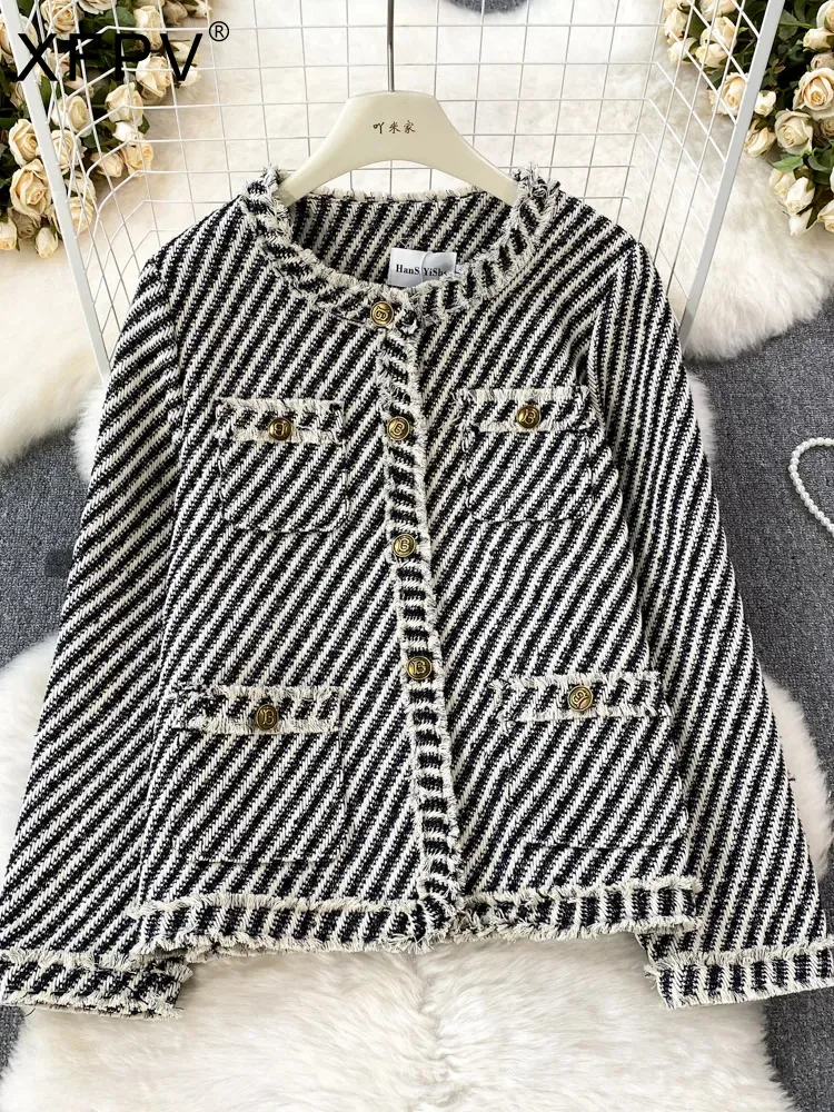 

BabYoung Women's Woolen Jacket Round Neck Tassel Cold Top Short Outfit Coat Y2k Sweet Korean Fashion Tide Spring Autumn 2023