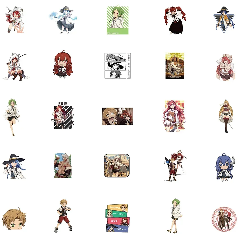 50pcs Kawaii Anime Cartoon Stickers Cute Mushoku Tensei Graffiti Decals for Phone Luggage Laptop Skateboard Motorcycle Kids Toy