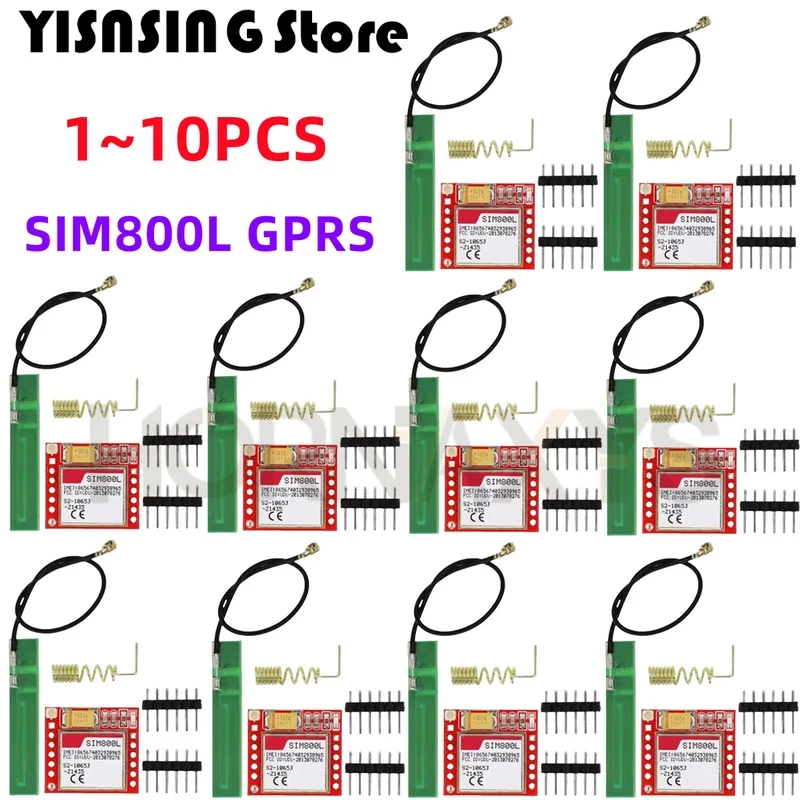 1-10 PCs/kleinste sim800l GPRS GSM module kit MicroSIM card core board quad-band DMC seriële poort met de antenne