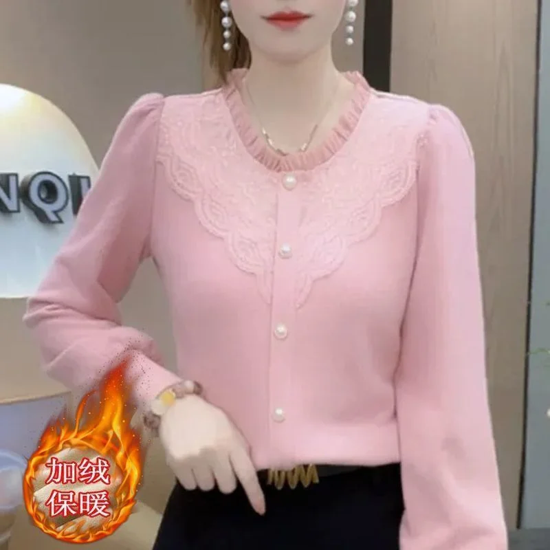 

Модная одежда для мам, бархатная утолщенная женская рубашка с v-образным вырезом, осень-зима, новый универсальный теплый топ