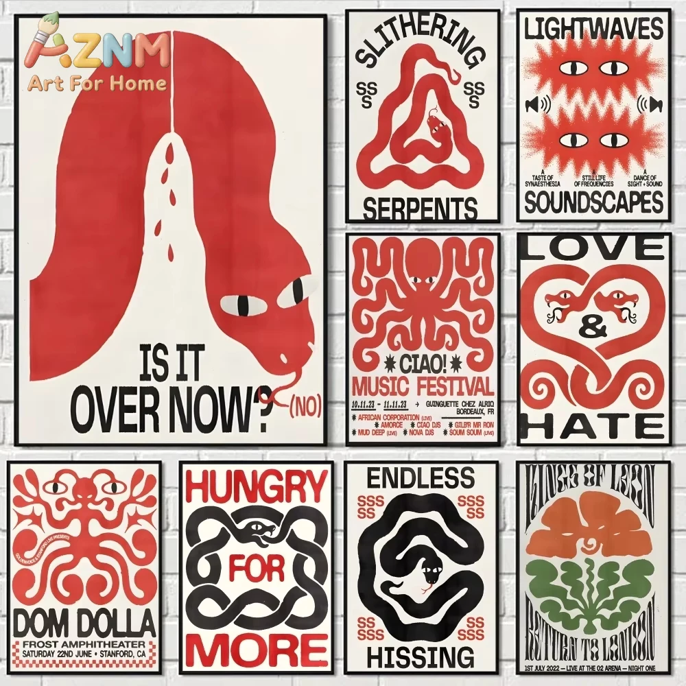 

1pc R-Retro Abstract animal Poster Poster Perfect Space Sticker Self Adhesive for Office Home Theater Wall Art Decor Fancy Gift