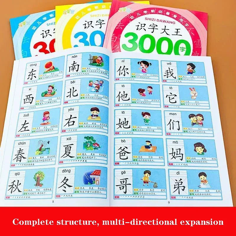 Preschool Learning Book 3000 Basics Chinese Characters Zi Education Literacy Books Children Reading Wordtextbook Notes Pinyin