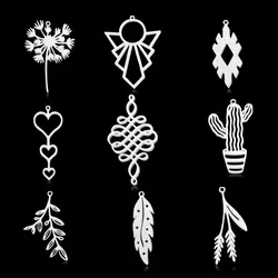 10pcs/lot Stainless Steel Geometric Minimalist DIY Earring Pendant Charms Wholesale Leaf Heart Tassel Dandelion Cactus