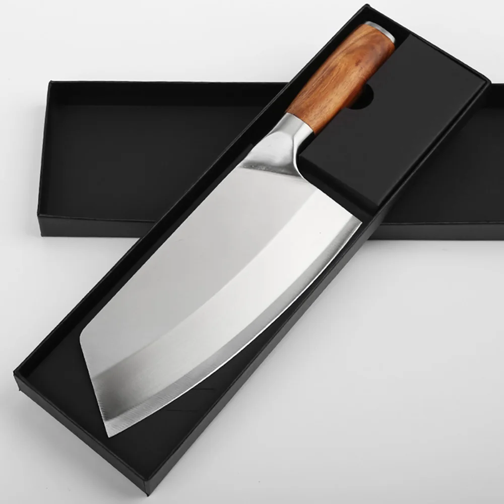 Kitchen Knives Chef Knife Chinese Utility Cleaver Stainless Steel Cleaver Chopping Vegetable Slicing Meat Cutter Wood Handle
