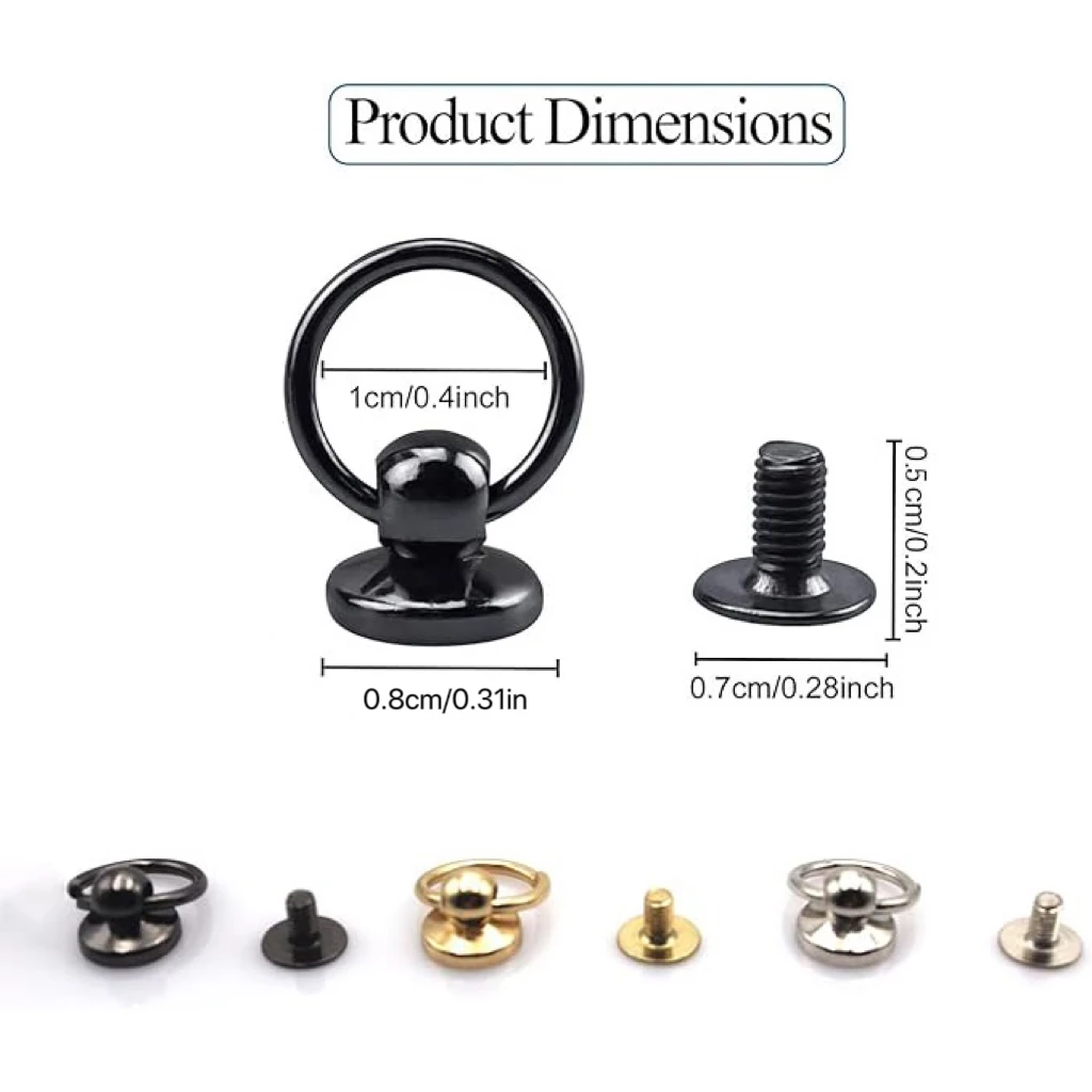 20 Pieces of Round Head Rivets with Pull Rings, Decorative Nails for Phone Case Accessories, Leather Rivet Kits